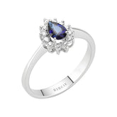 Diamant und Tropfen Saphir Ring