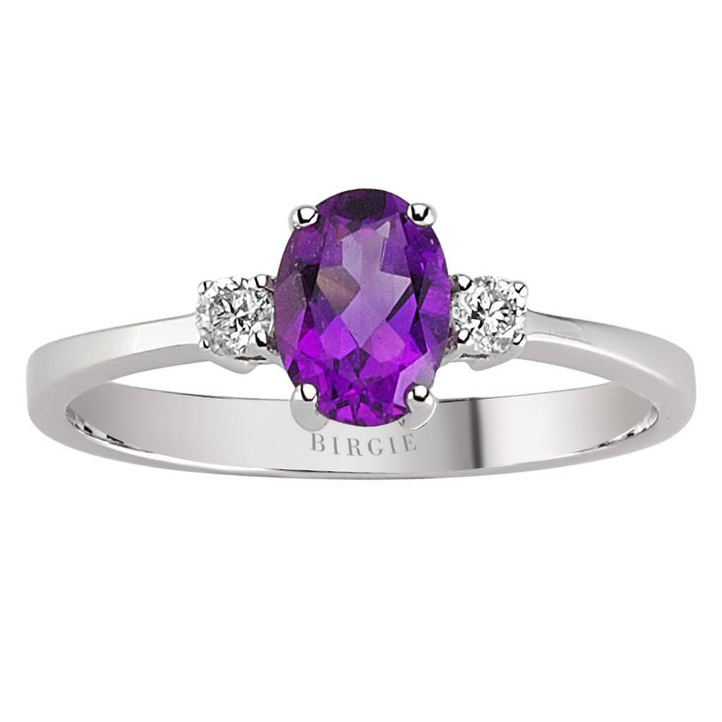 Diamant und Oval Amethyst Ring