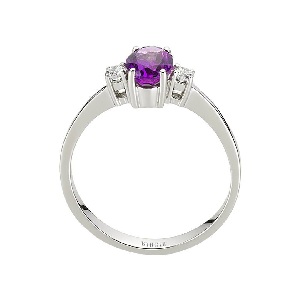 Diamant und Oval Amethyst Ring