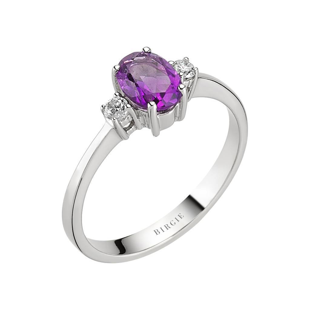 Diamant und Oval Amethyst Ring