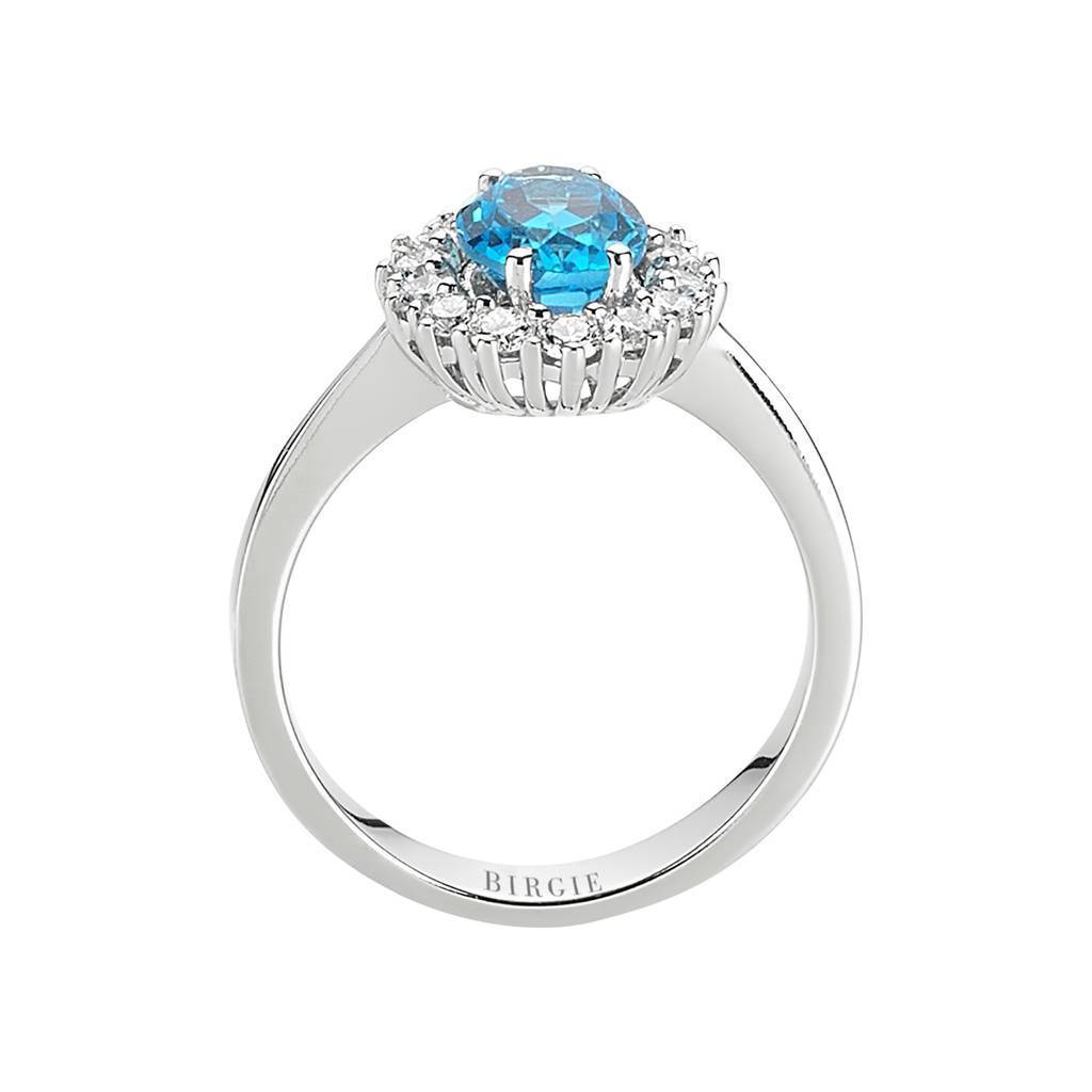 Diamant und Oval Blaue Topas Ring