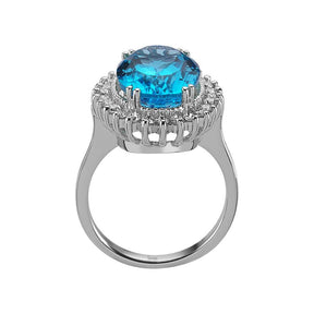 Diamant und Oval Blaue Topas Ring