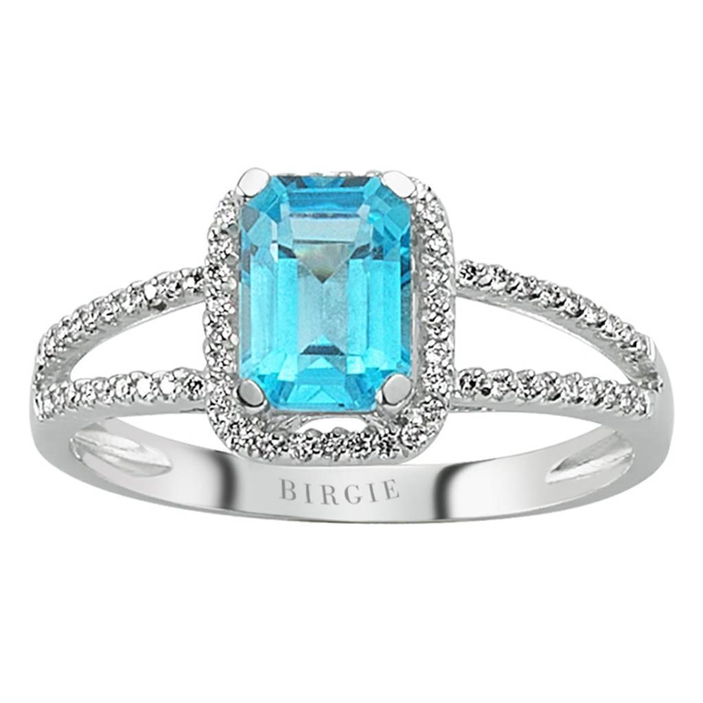 Diamond and Oktagon Blaue Topas Ring