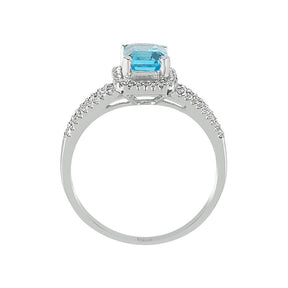 Diamond and Oktagon Blaue Topas Ring