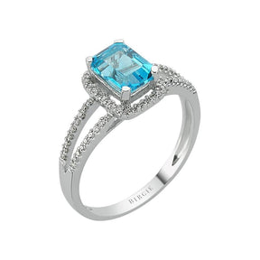 Diamond and Oktagon Blaue Topas Ring