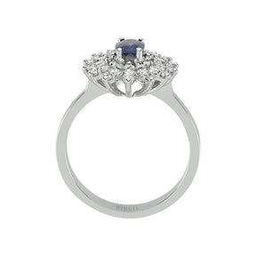 Diamant ud Oval Saphir Ring