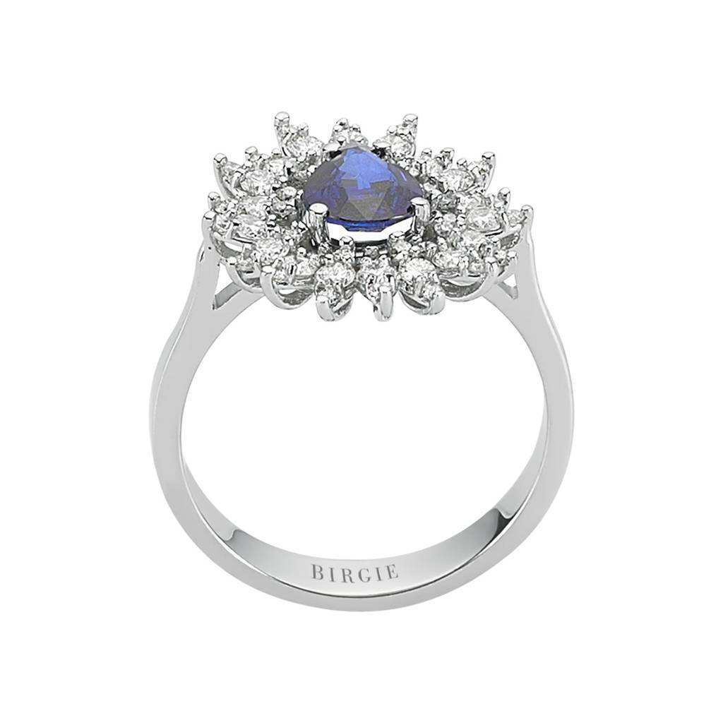 Diamant und Tropfen Saphir Ring