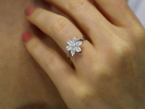 Diamant und Perlemutter Schneeflocke Ring