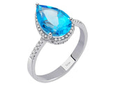 Diamant und Tropfen Blaue Topas Ring