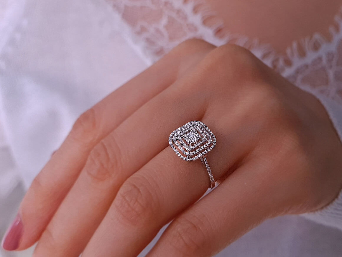 0,39 Gesamtkarat Diamant Baguette Ring