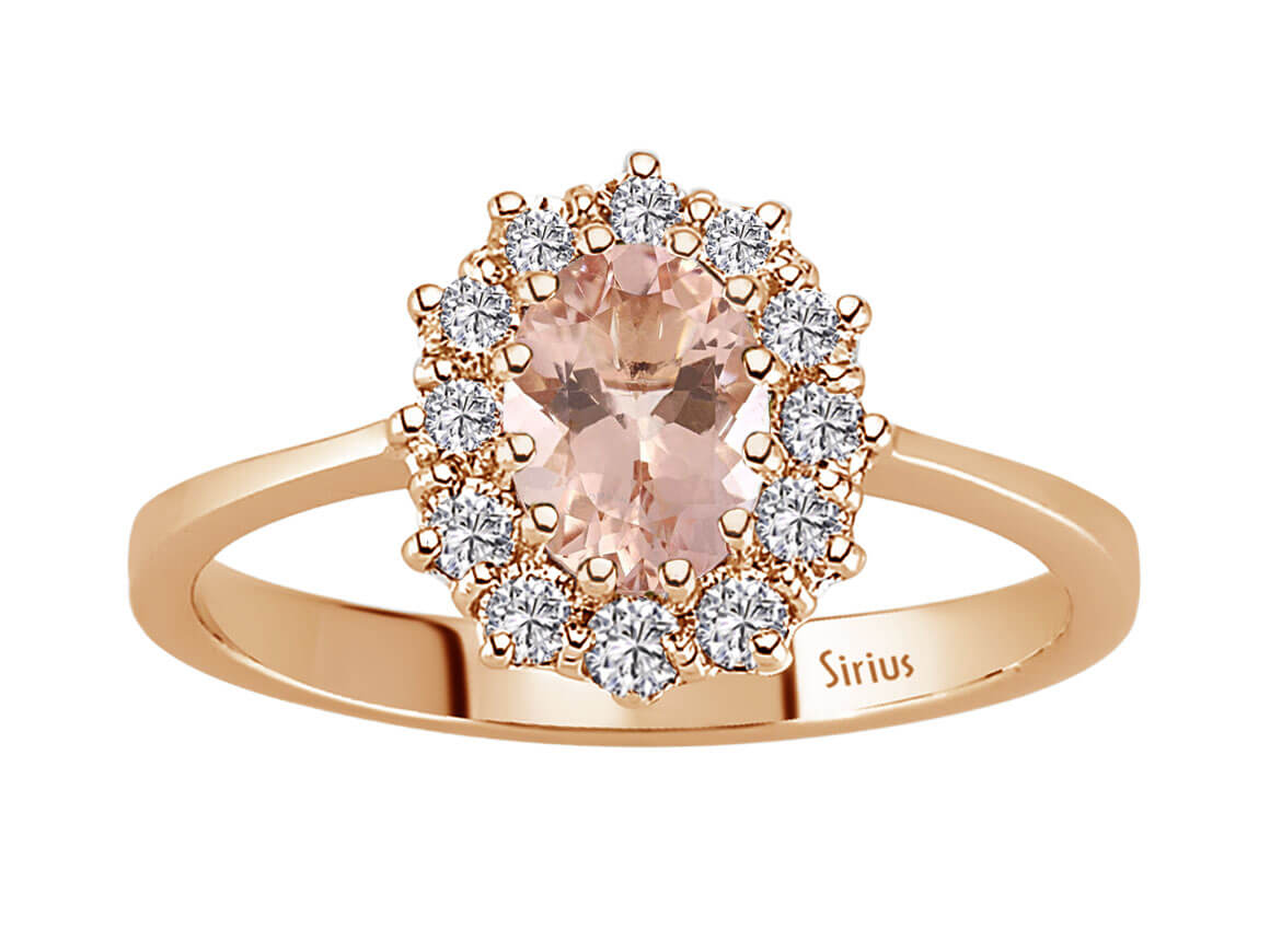 Diamant und Oval Morganite Ring