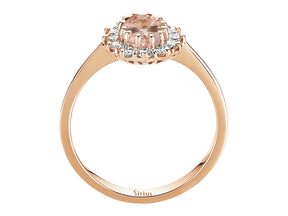 Diamant und Oval Morganite Ring