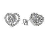 Boucles d'oreilles puces coeur diamant