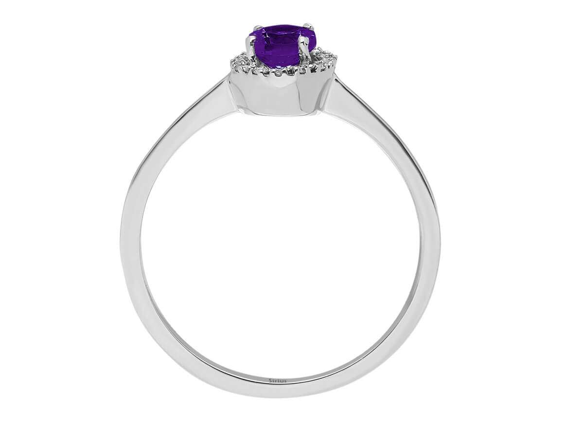 Diamant und Oval Amethyst Ring