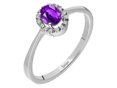 Diamant und Oval Amethyst Ring