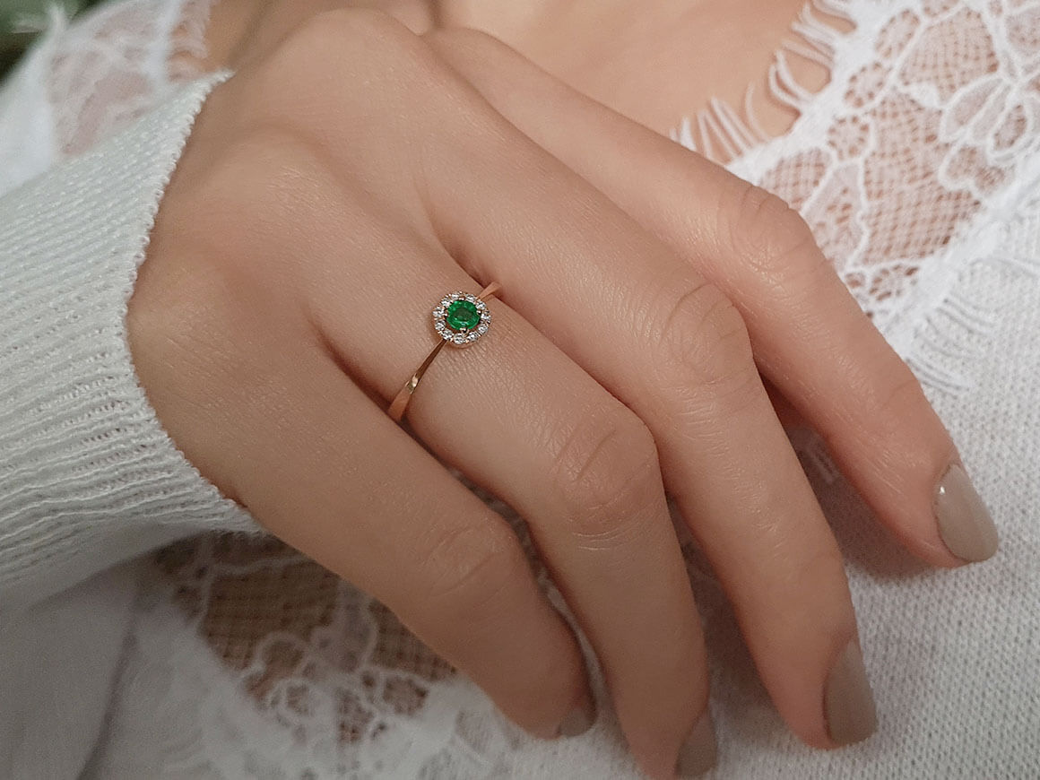 Diamant und Smaragd Vintage Ring