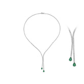 3.33 carat Diamond and Drop Cut Emerald Tennis Necklace