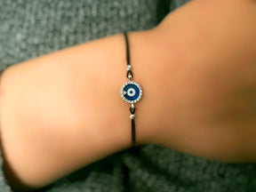 Diamond Eye Blue Motif Cord Bracelet