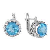 Diamant und Blauer Topas Ohrringe