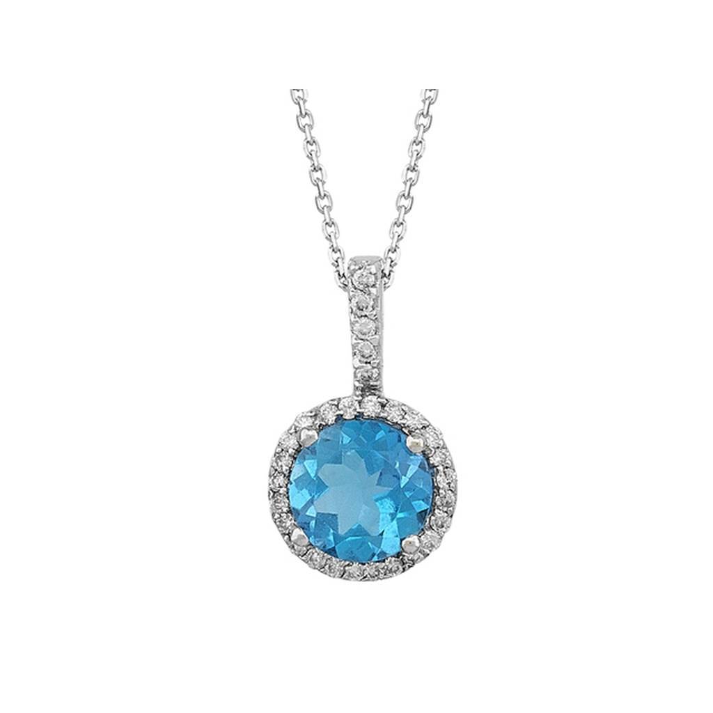 Diamant und Blauer Topas Halskette