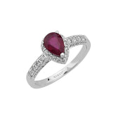 Diamant und Tropfen Rubin Ring