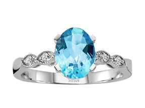 Diamant und Oval Blaue Topas Ring