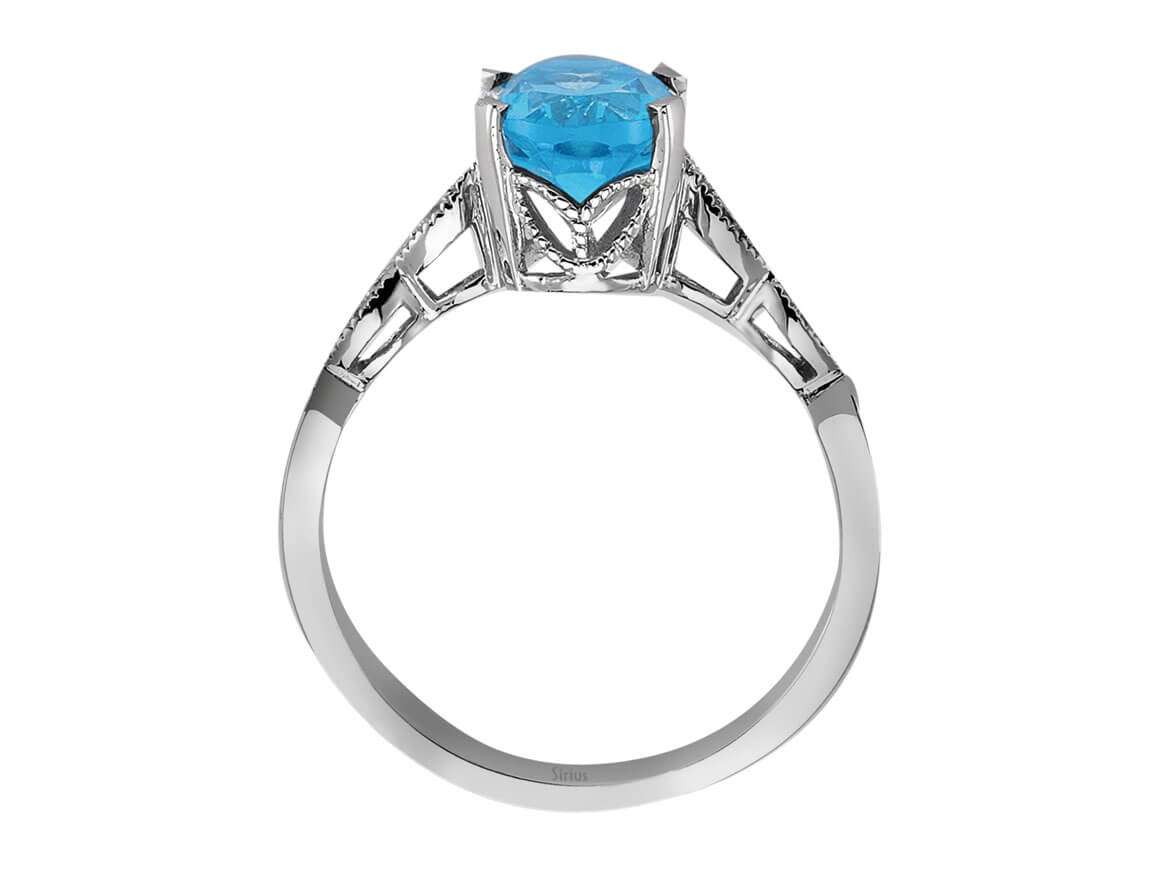 Diamant und Oval Blaue Topas Ring