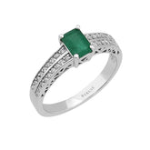 Diamond and Octagon Cut Emerald Stone Ring