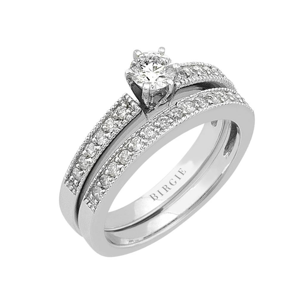 Diamond Cathedral Engagement Ring &amp; Matching Band 18K Gold (0.63ct. TW)