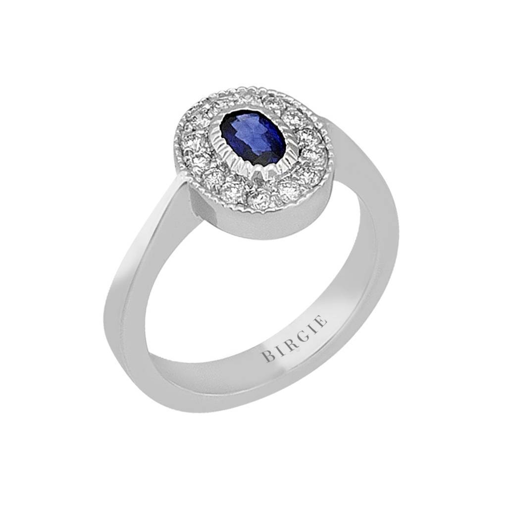 Diamond and Oval Sapphire Stone Ring