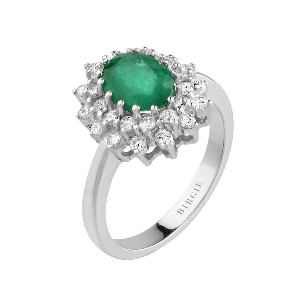 Oval Emerald and Diamond Double Cluster Entourage Ring