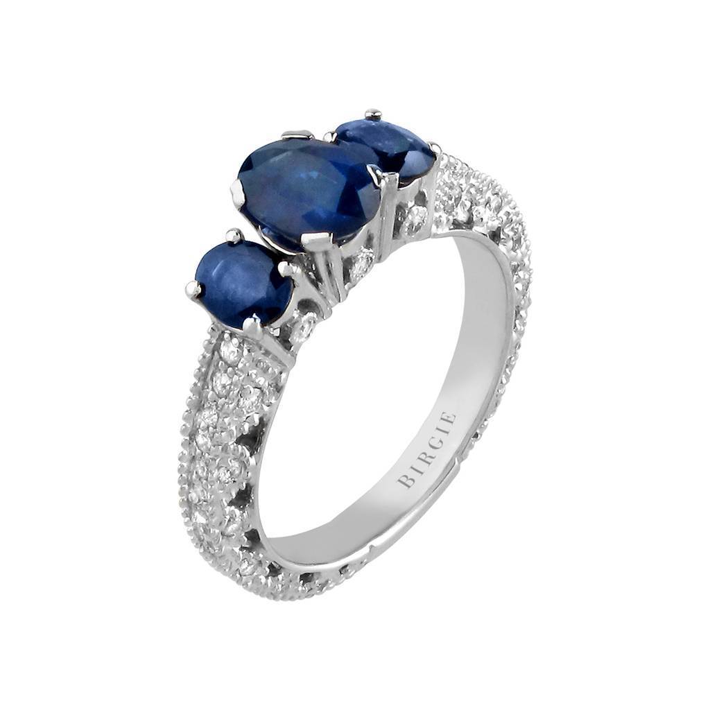 Diamond and Oval Sapphire Stone Ring