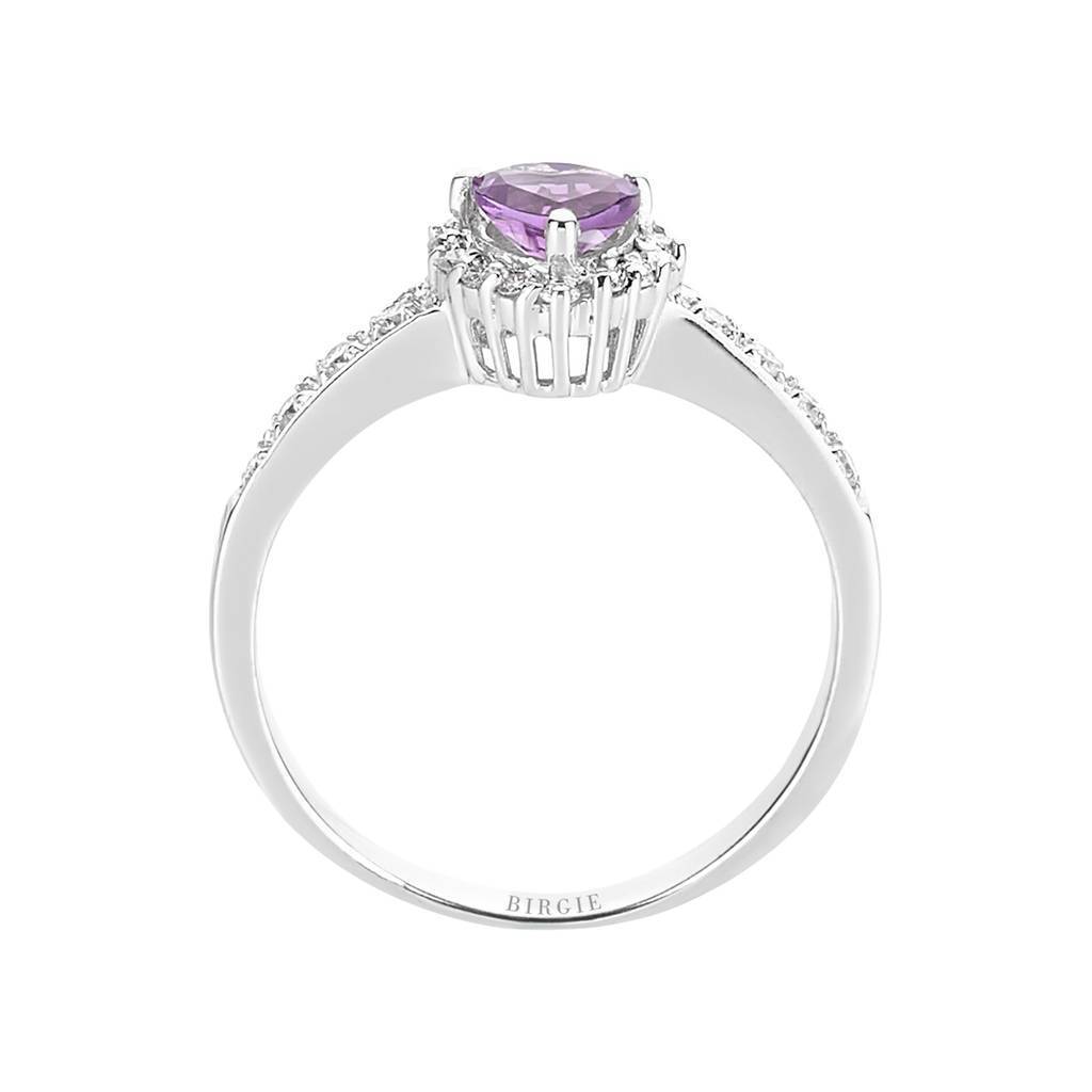 Diamond and Heart Amethyst Stone Ring