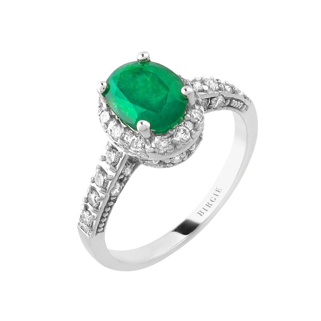 Diamond and Oval Emerald Stone Ring