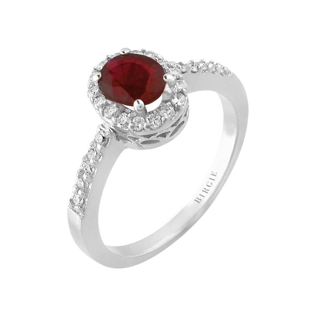 Diamond and Oval Ruby Stone Ring