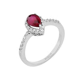 Diamond and Drop Ruby Stone Ring