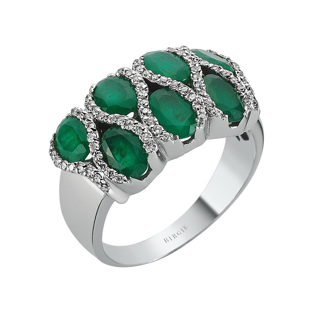 Diamond and Oval Emerald Stone Ring