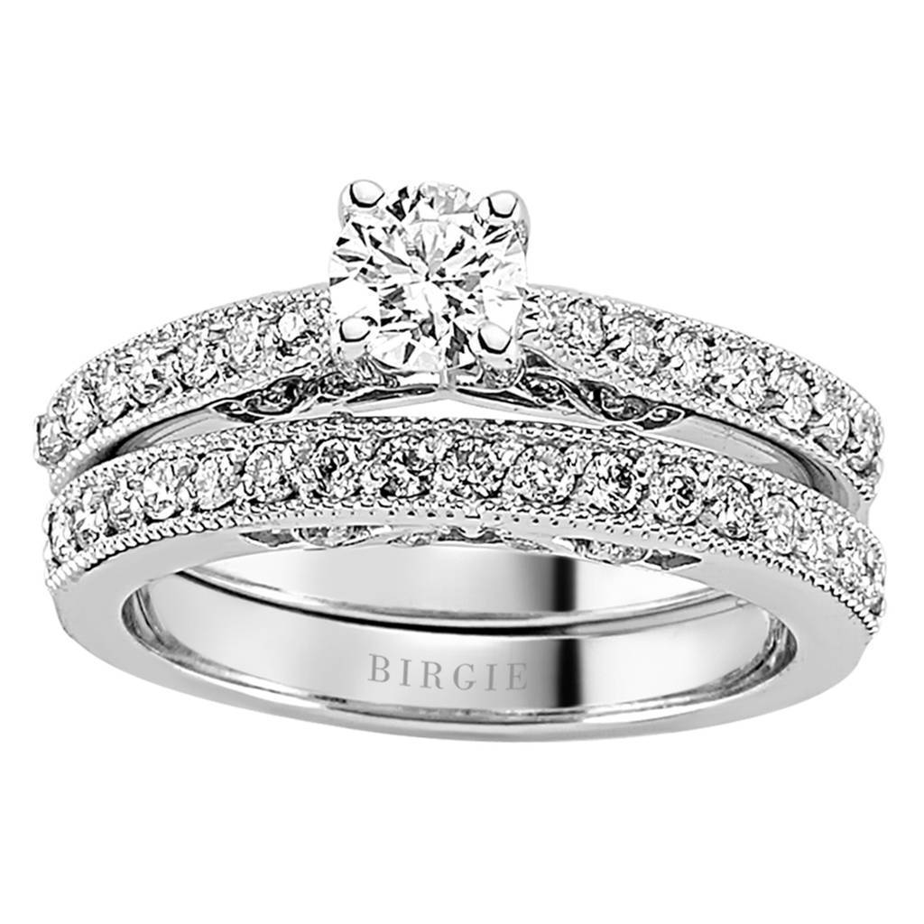 Bague de mariage avec bague solitaire en diamant de 1,04 carat