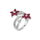 Diamond and Marquise Cut Ruby Stone Ring