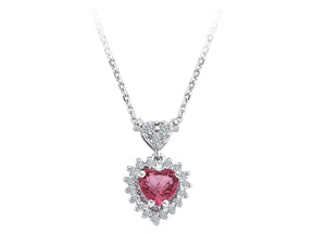 Diamant und Herz Rose Turmalin Halskette