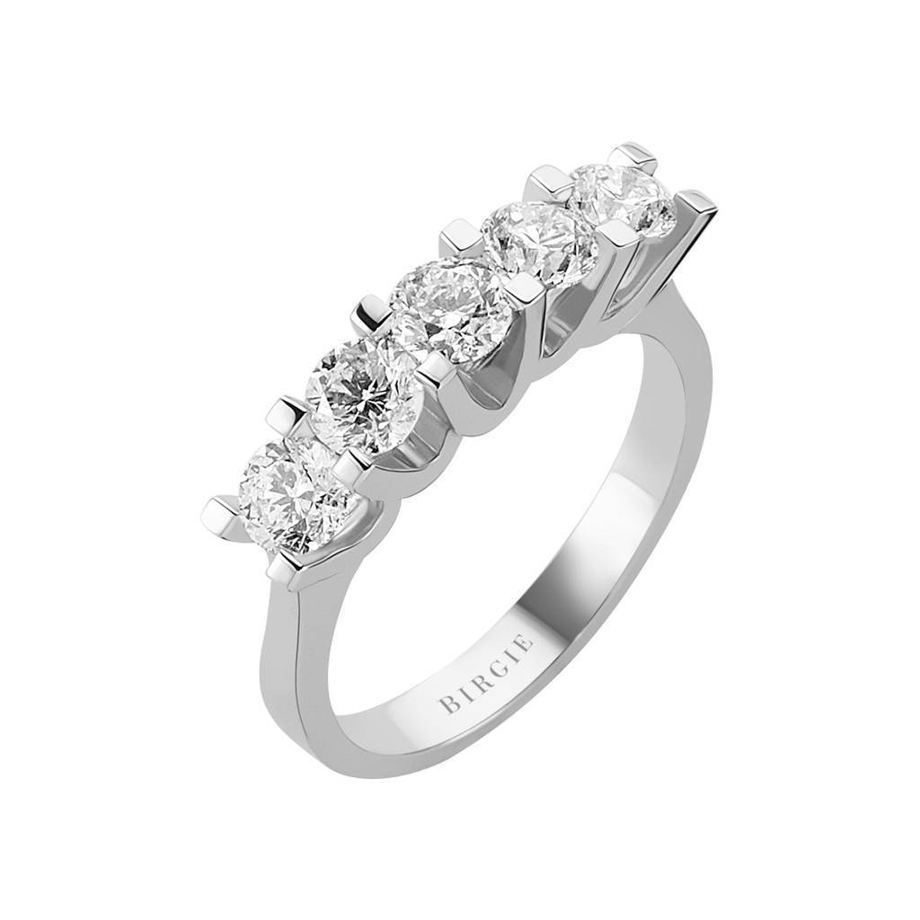 F Color 1.52 Carat Diamond 5 Stone Engagement Ring