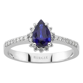 Bague entourage diamants et saphirs taille goutte