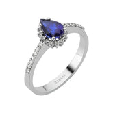 Bague entourage diamants et saphirs taille goutte