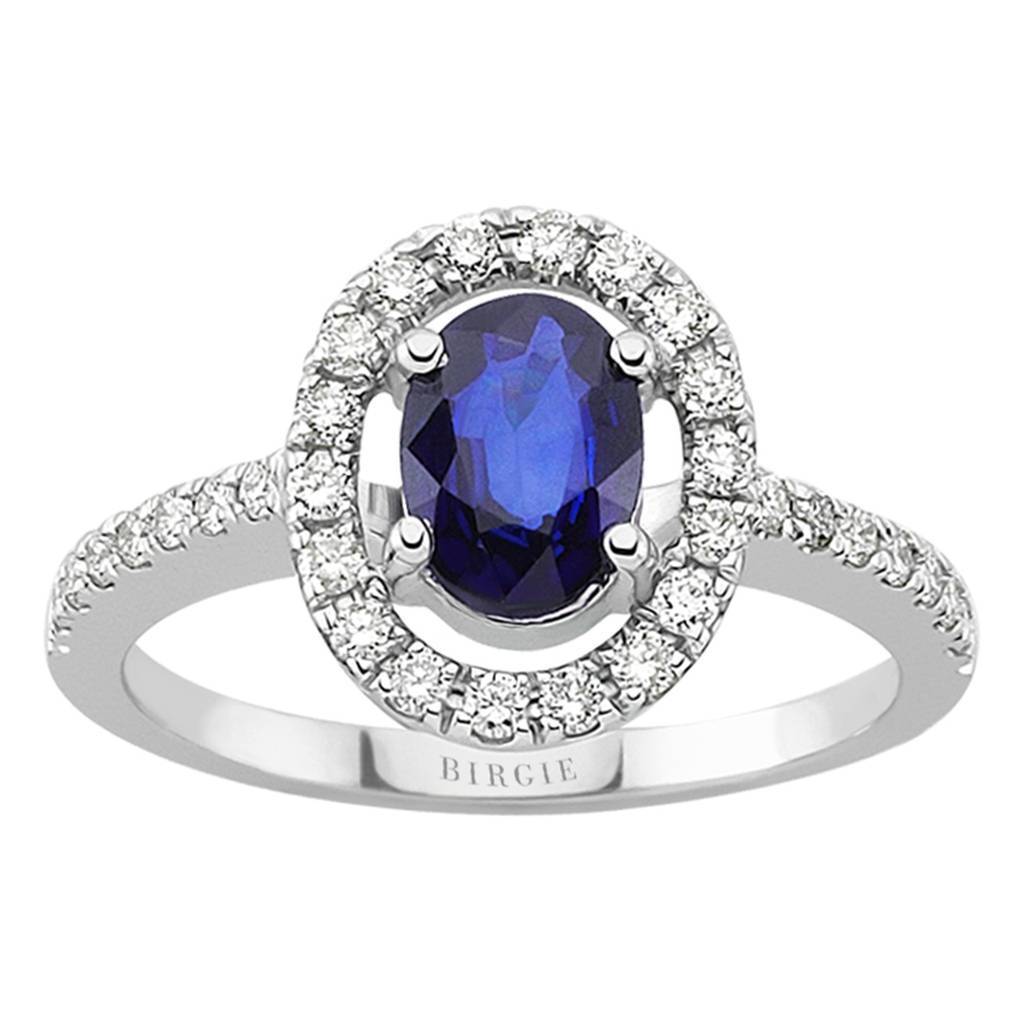 Diamond and Oval Cut Sapphire Ring