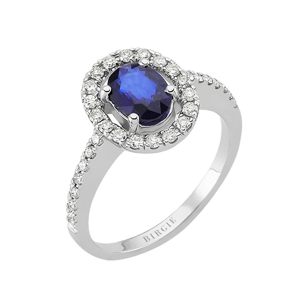 Diamond and Oval Cut Sapphire Ring