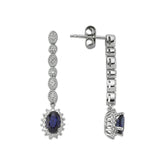 Diamond and Oval Sapphire Stone Sleek Earrings