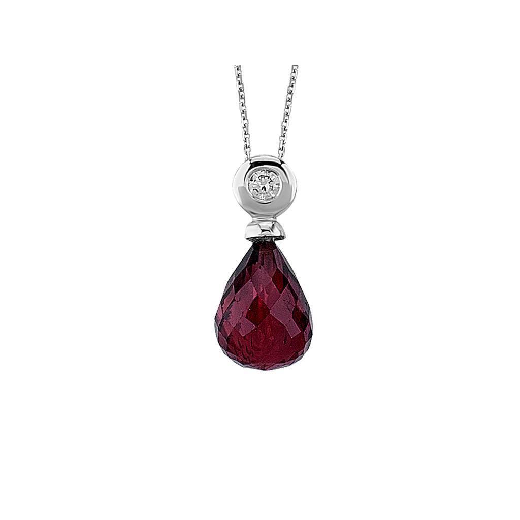 Diamant und Tropfen Garnet Halskette