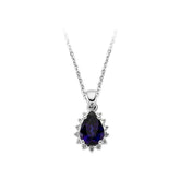 Diamond and drop sapphire necklace