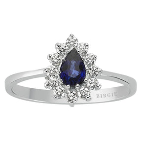 Drop Shape Blue Sapphire and Diamond Entourage Ring