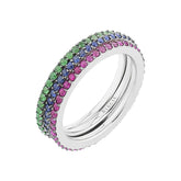 Ruby, Sapphire and Tsavorite 3-Piece Eternity Wedding Ring